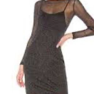 MINKPINK in the night black sparkly to the knee dress WITH SLIP UNDERNEATH xxs